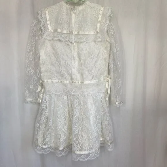 Jessica McClintock vintage 90’s ivory white lace Victorian wedding dress 6 - Picture 5 of 10